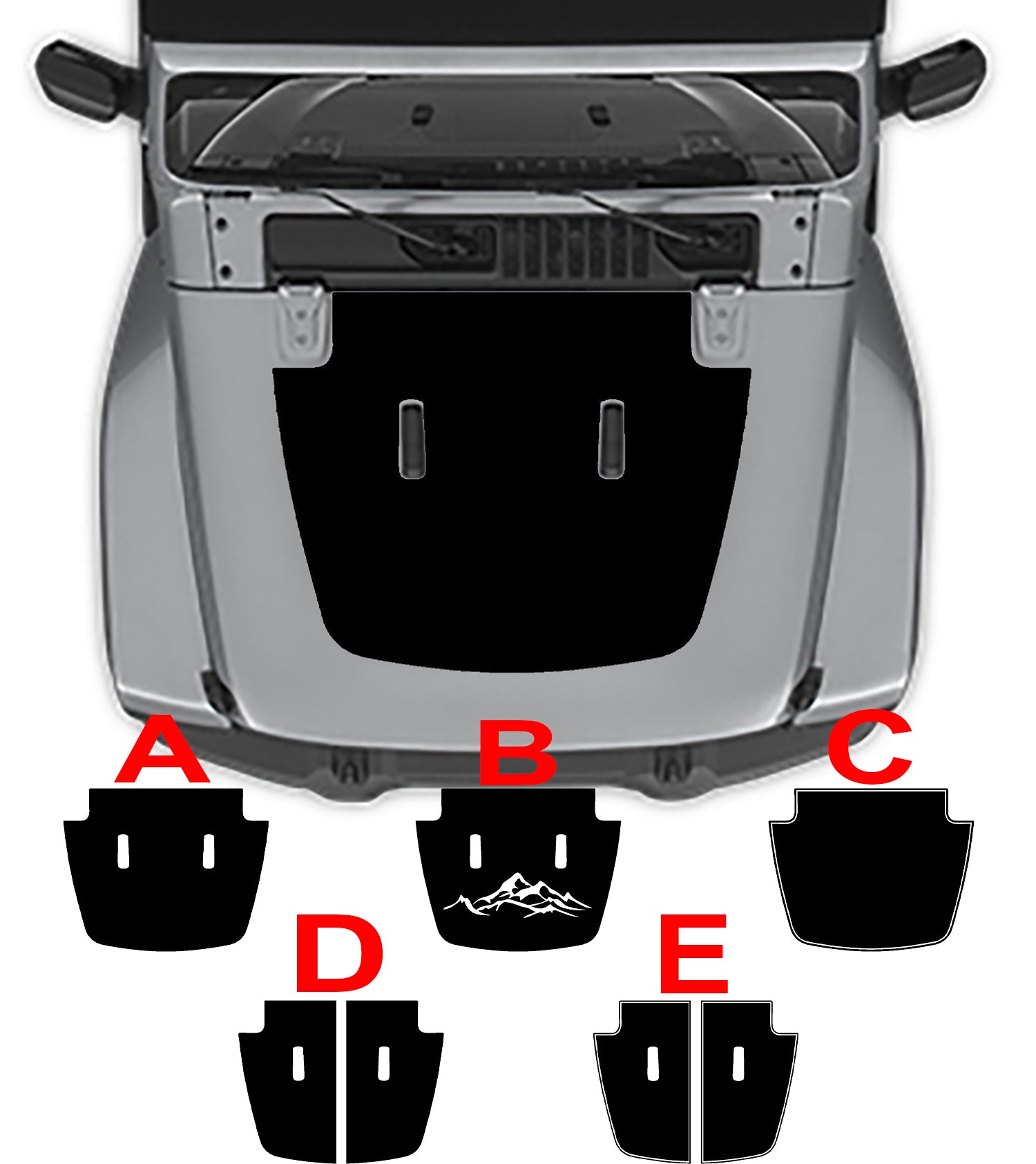 Jeep Wrangler Jl hood Blackout Decal