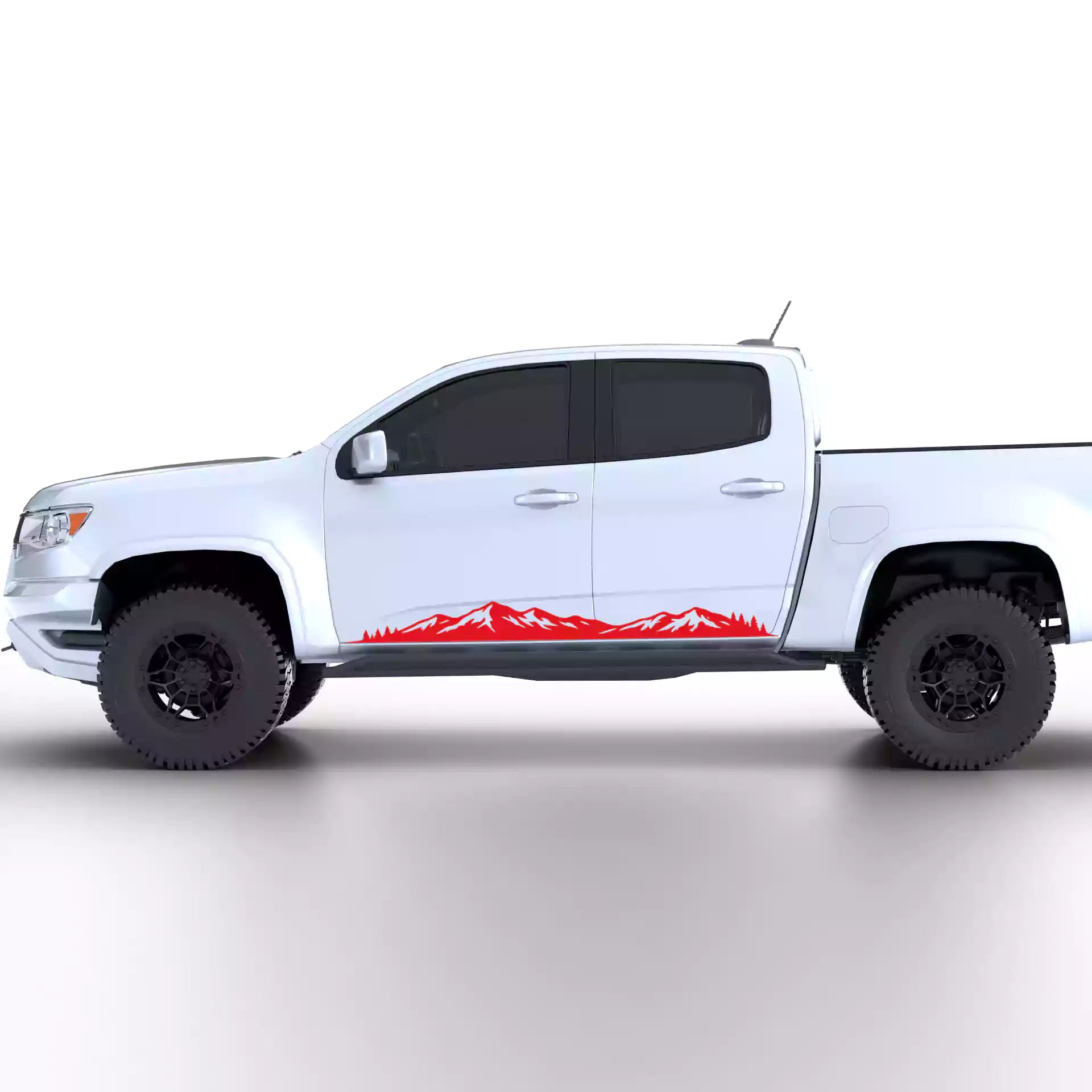 2015-2022 Chevrolet Colorado Mountain Range Rocker Stripes Vinyl Graphics Kit Red