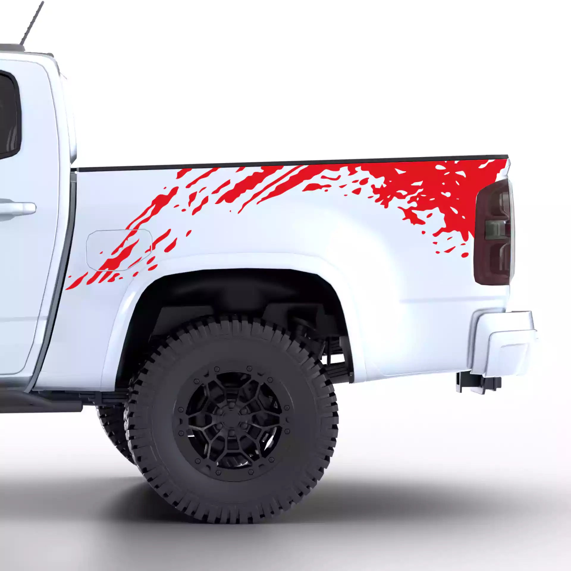 2015-2022 Chevrolet Colorado Mud Splash Bed Decals Vinyl Graphics Kit Red