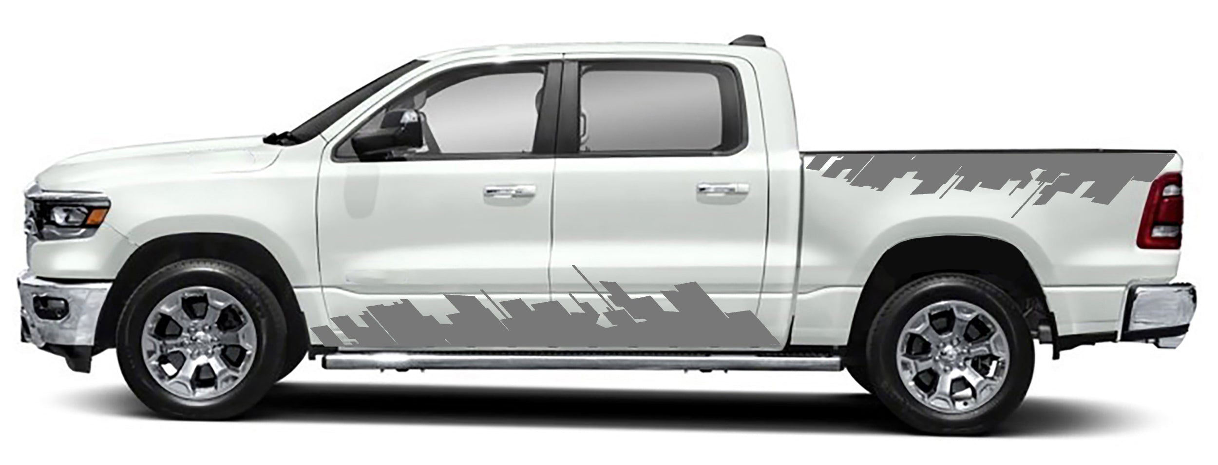 city skyline side graphics for dodge ram 1500 2500 2019 to 2023 models gray