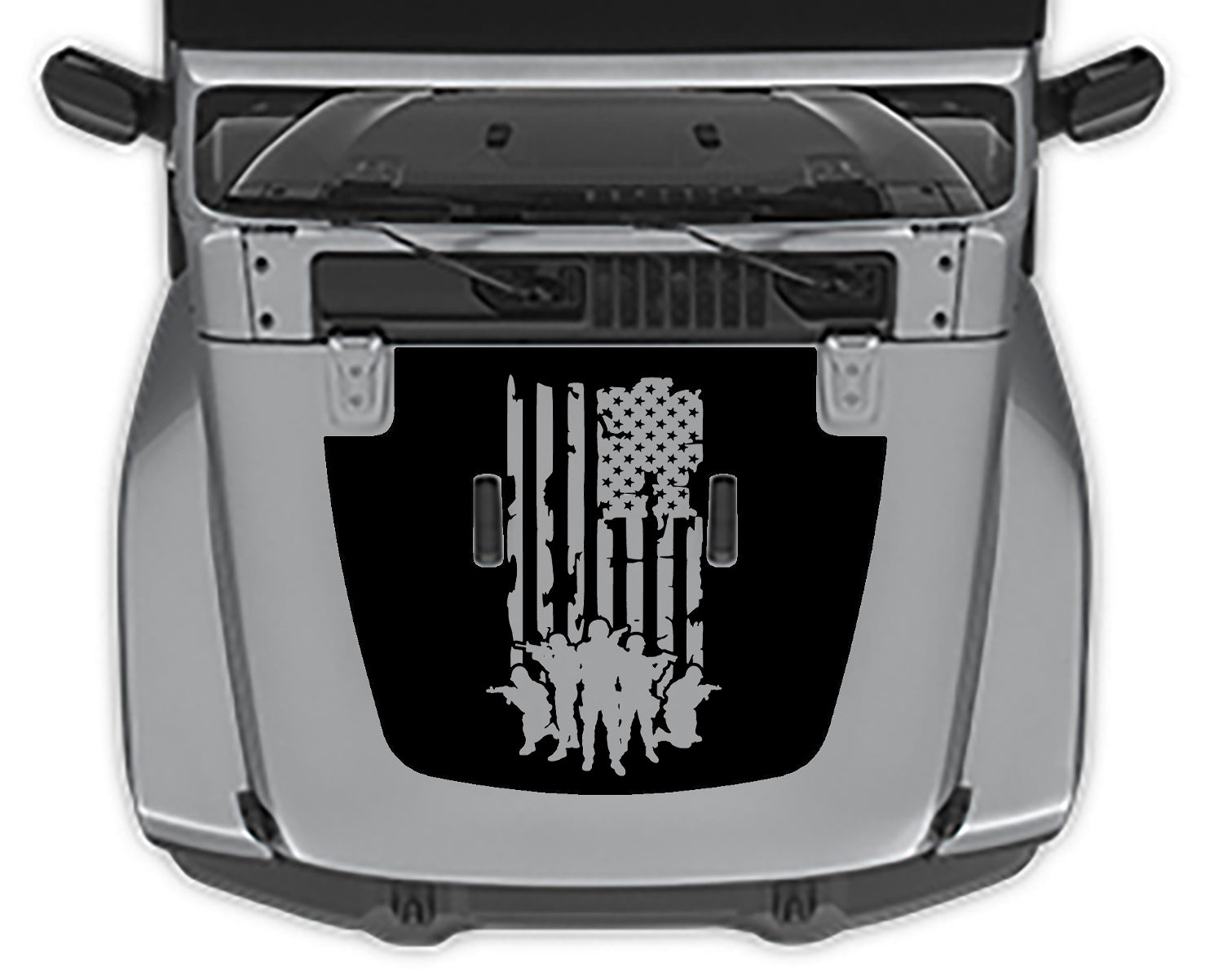Defend merica hood decal for jeep wrangler black