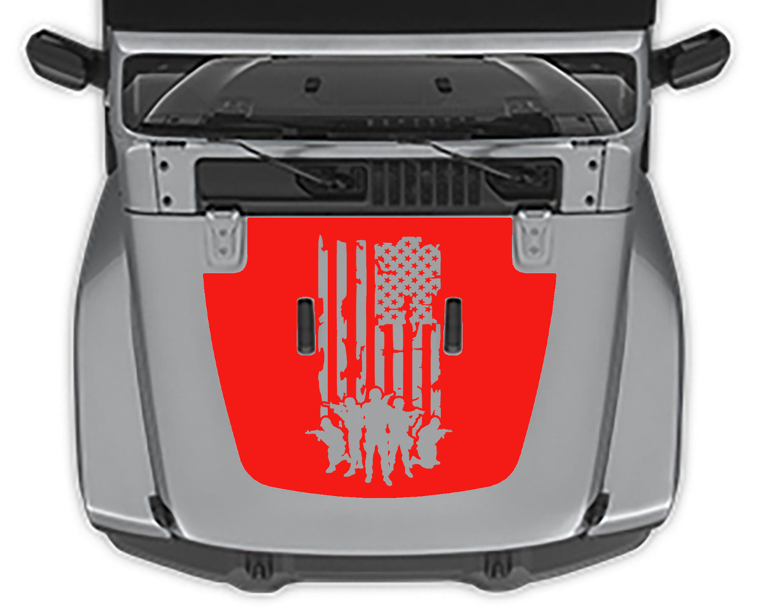 Defend merica hood decal for jeep wrangler red