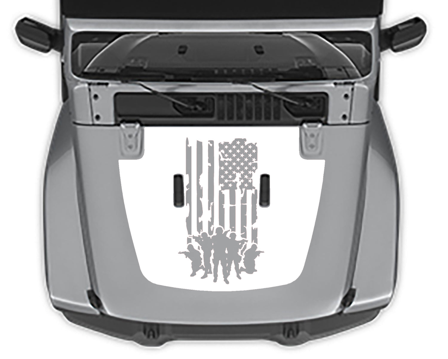 Defend merica hood decal for jeep wrangler white