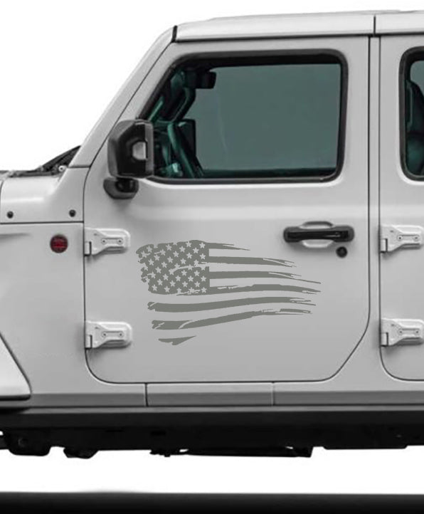distressed american flag door decals for jeep gray