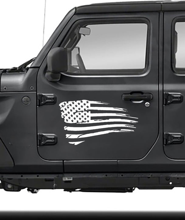 distressed american flag door decals for jeep white