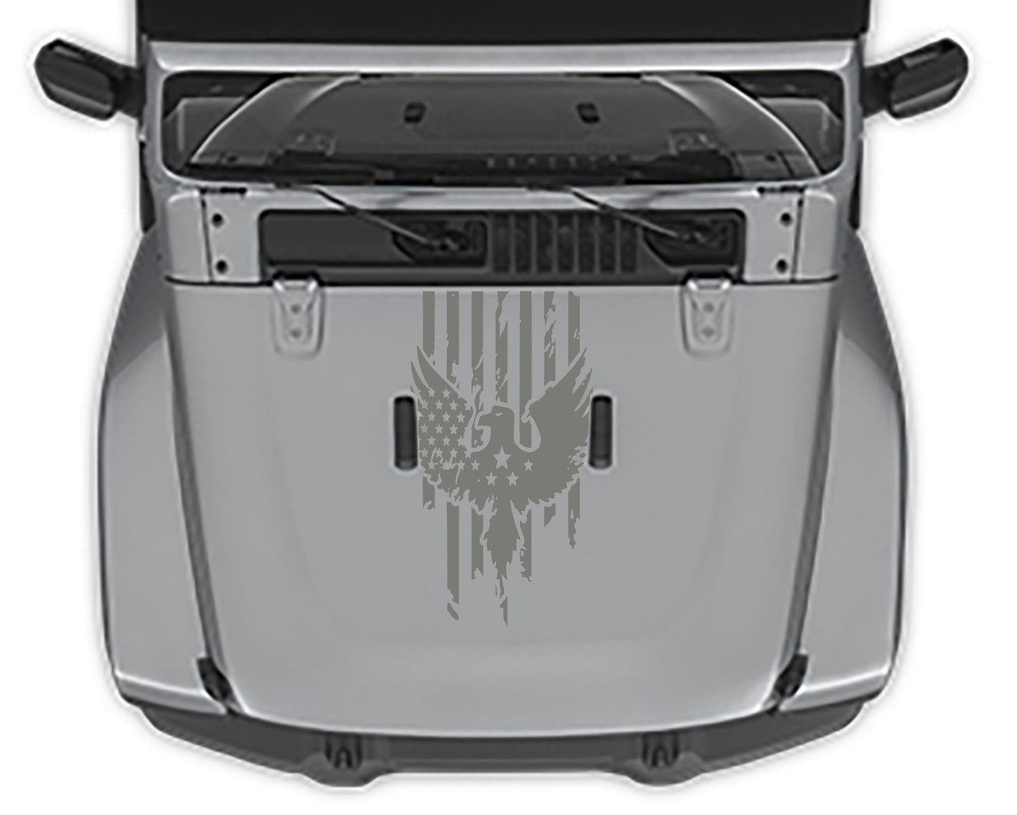 distressed america flag hood decal for jeep wrangler jl gray