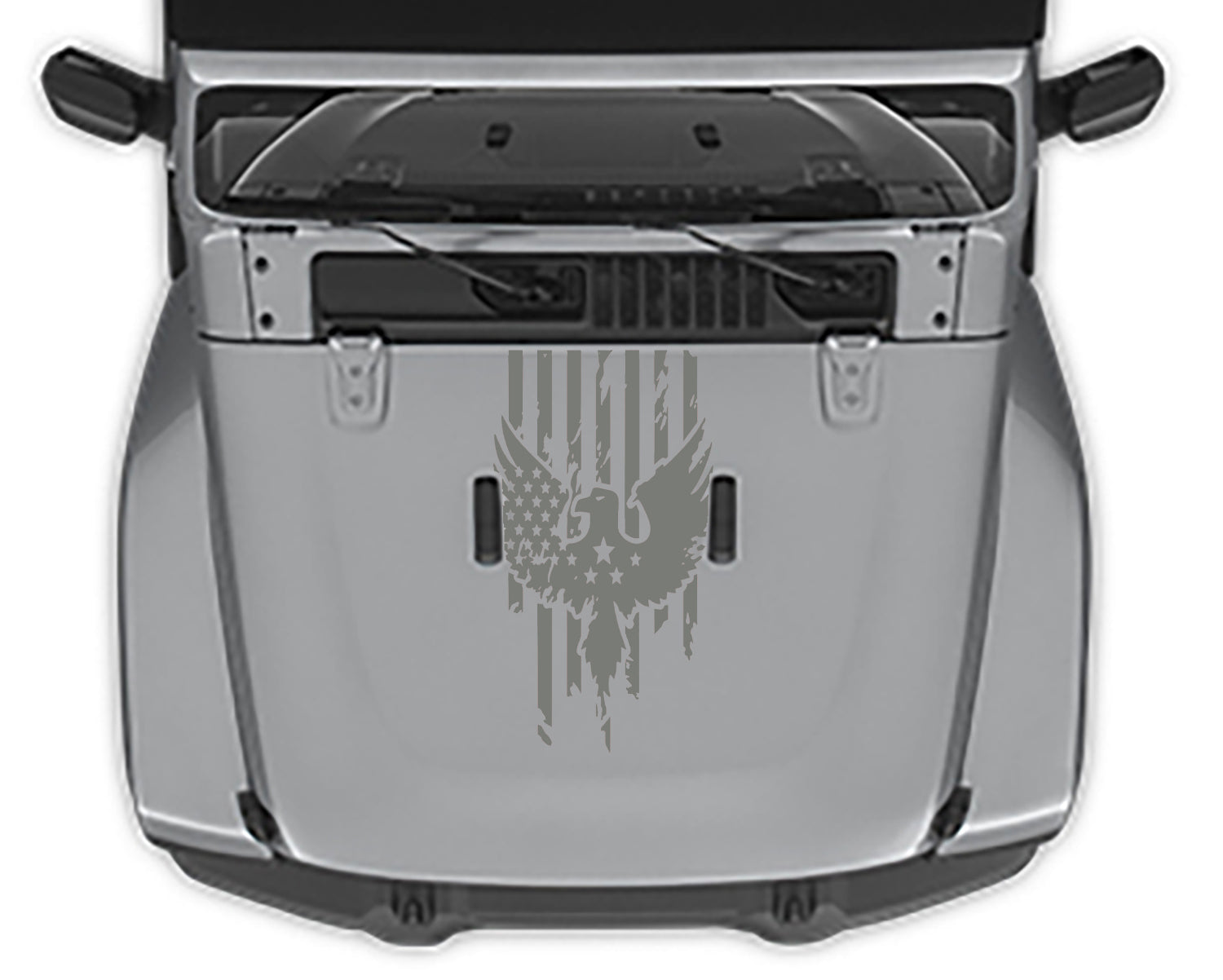 distressed america flag hood decal for jeep wrangler jl gray