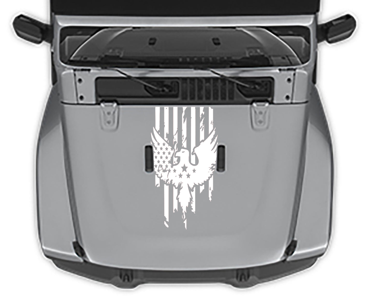 distressed america flag hood decal for jeep wrangler jl white