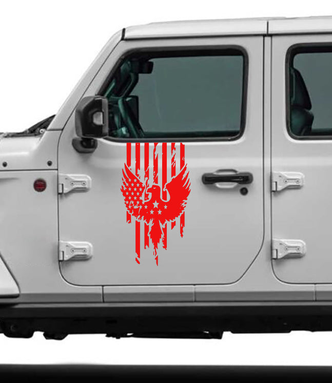 distressed door decals for jeep all models red