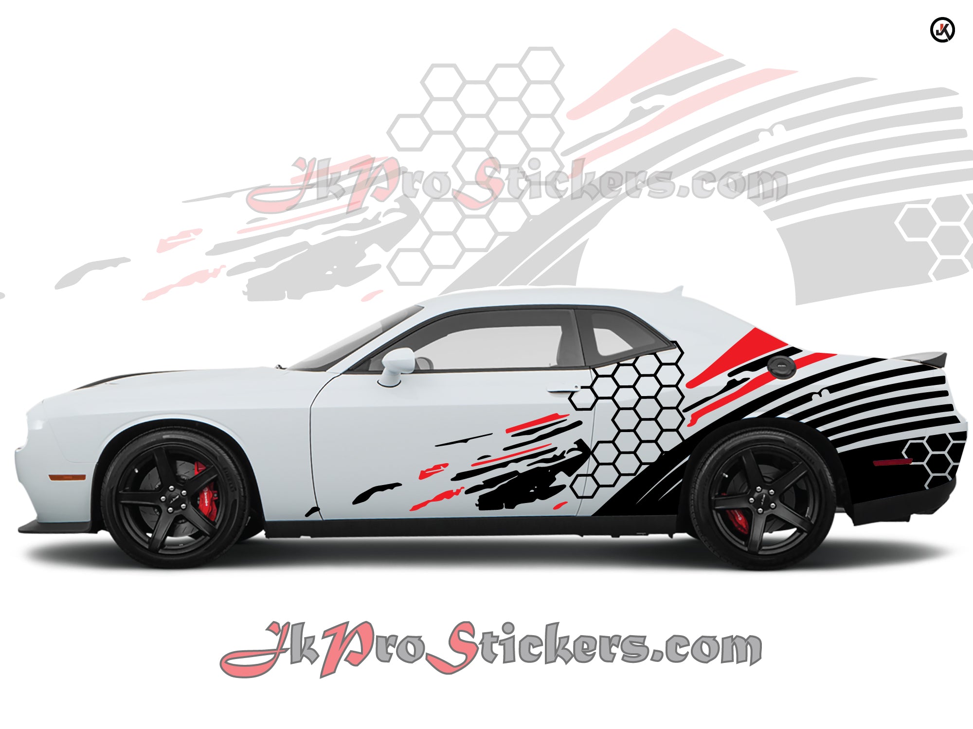 Dodge Challenger Honeycomb Grunge Side Decals (Pair) - Vinyl Graphics Kit Fits 2008-2023