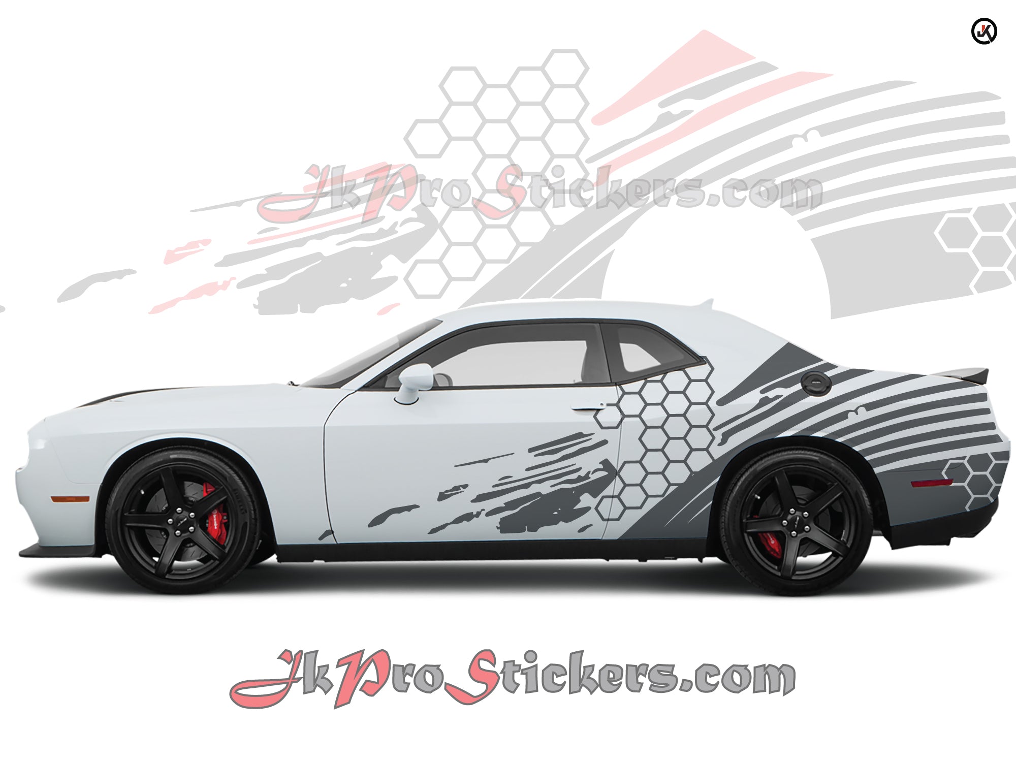 Dodge Challenger Honeycomb Grunge Side Decals (Pair) - Vinyl Graphics Kit Fits 2008-2023