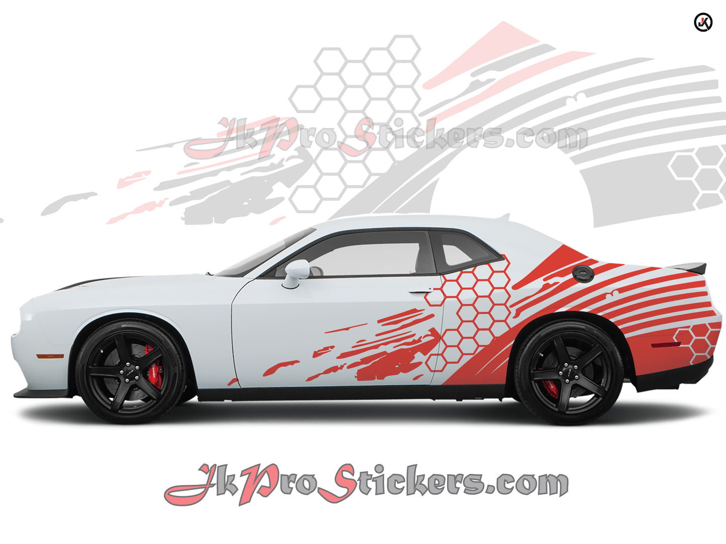 Dodge Challenger Honeycomb Grunge Side Decals (Pair) - Vinyl Graphics Kit Fits 2008-2023