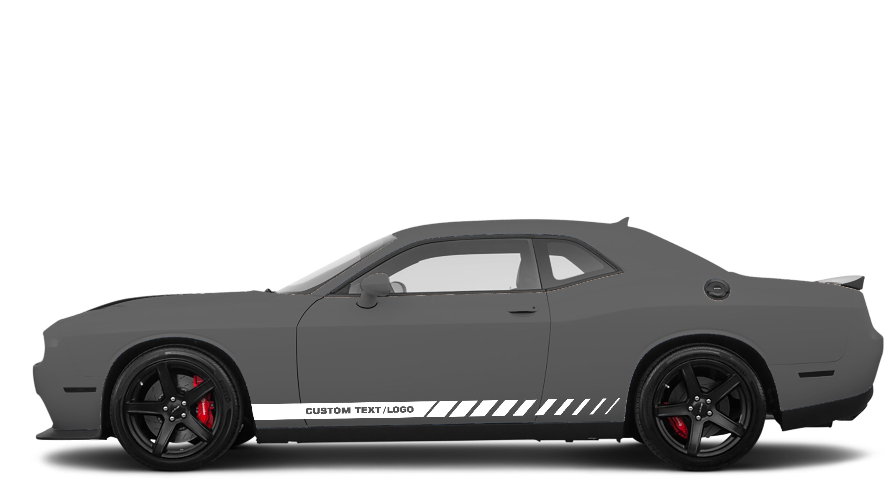 Side stripes with custom text for dodge challenger 2008 to 2023 models white