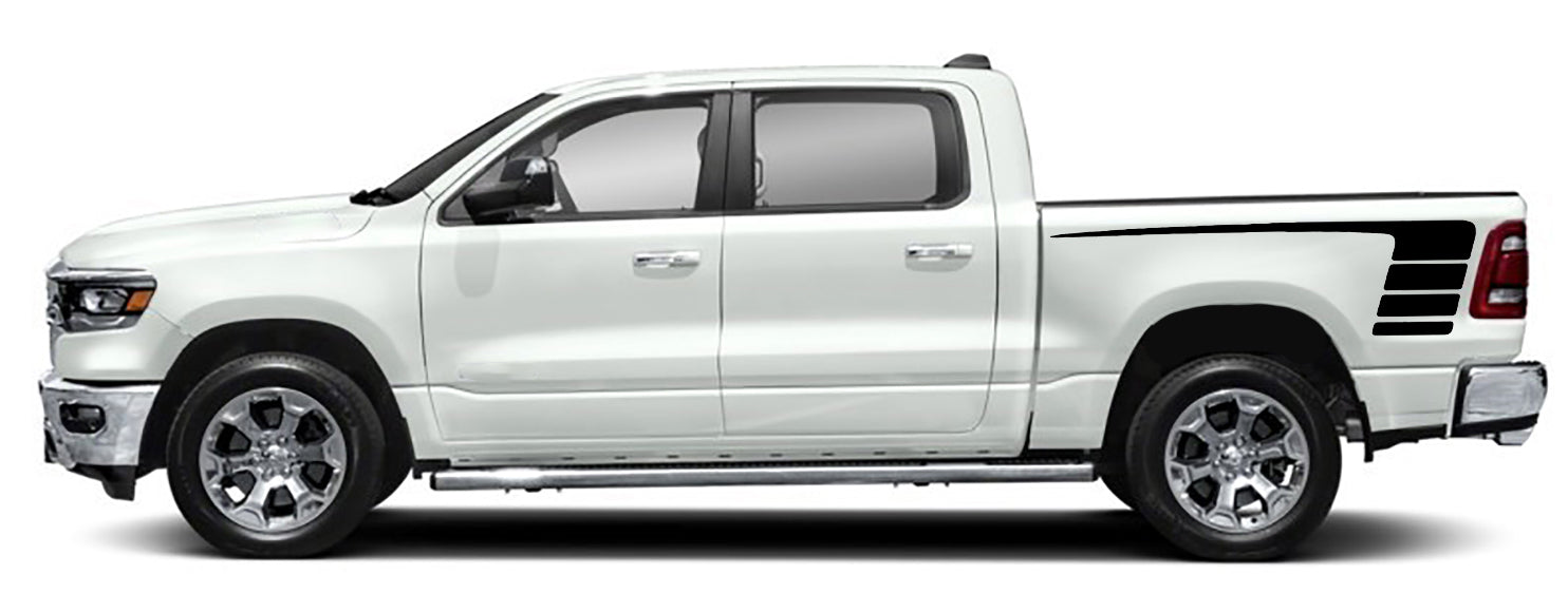 hockey stripes bed decals for dodge ram 2018 to 2023 models