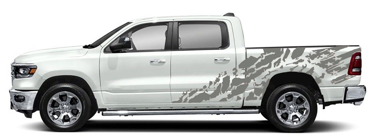 usa flag side graphics for dodge ram 2018 to 2023 models gray