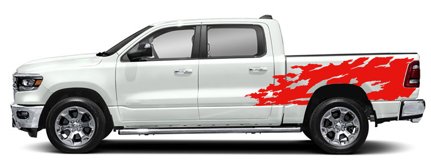 rage side bed graphics for dodge ram 2018 to 2023 models red