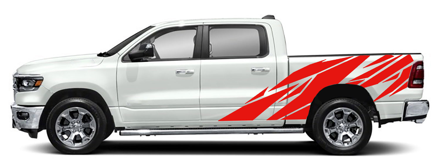 geometric side graphics for dodge ram 2018 to 2023 models red