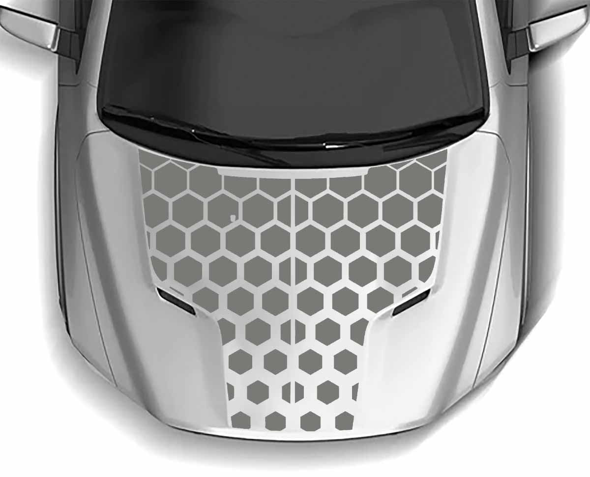 DODGE RAM 1500 HOOD Honeycomb vinyl decal stickers custom hemi (2009-2018) gray