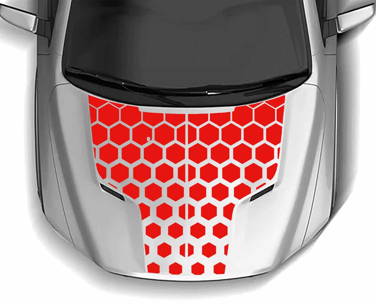 DODGE RAM 1500 HOOD Honeycomb vinyl decal stickers custom hemi (2009-2018) red
