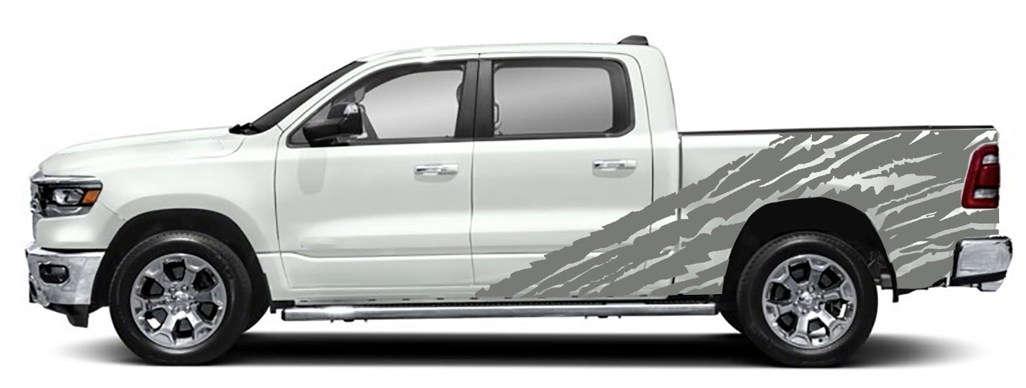 half side torn side graphics for dodge ram 2018 to 2023 models gray