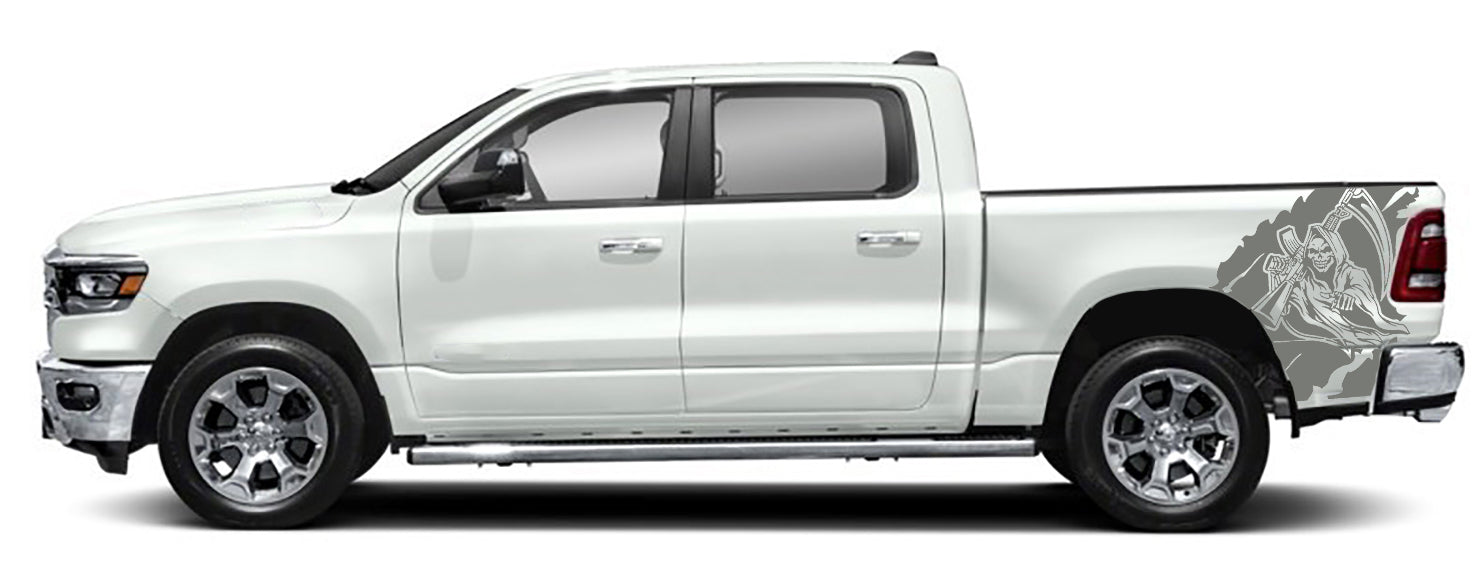 reaper bed decals for dodge ram 2018 to 2023 models gray