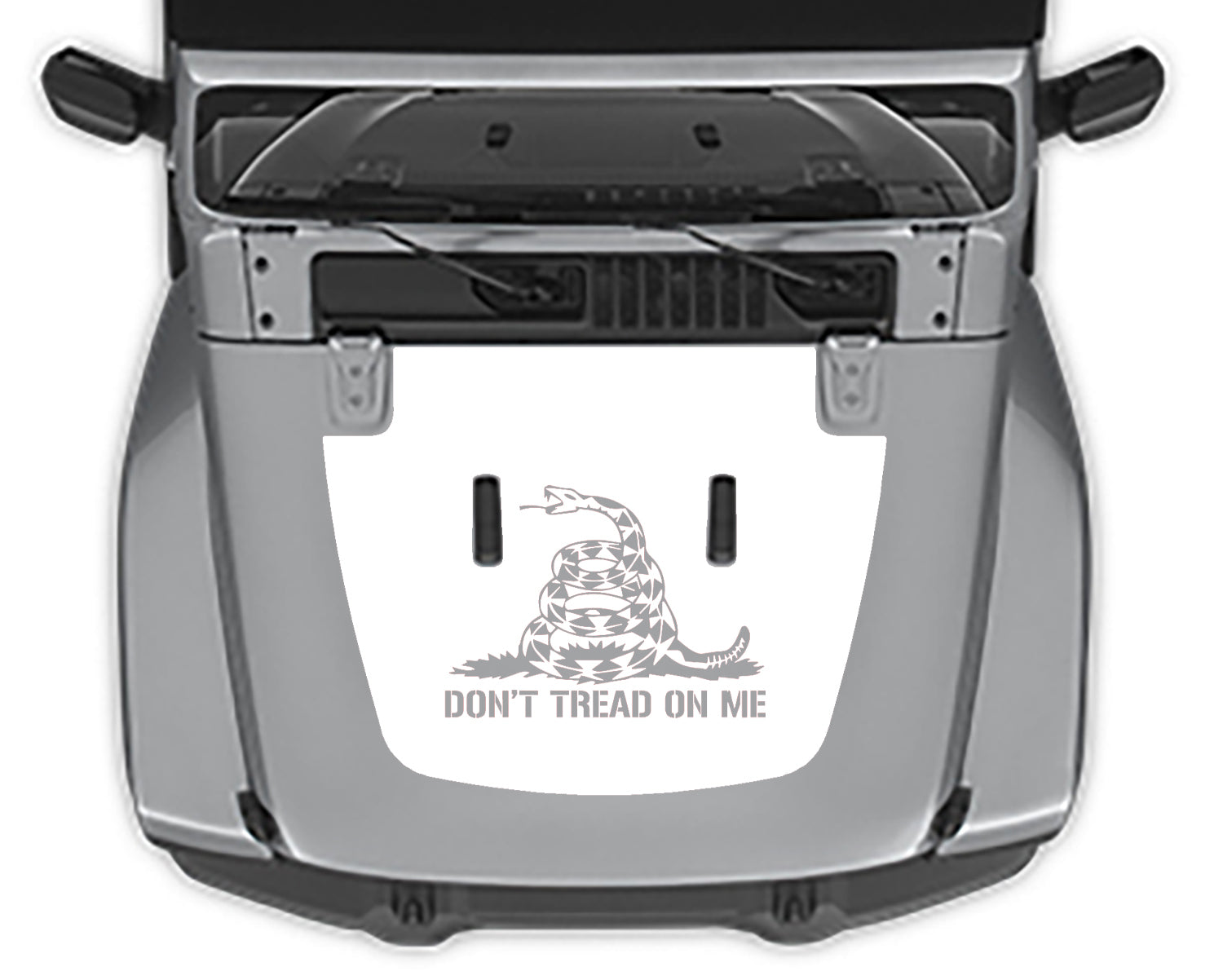 dont tread mon me hood decal for jeep wrangler jl white