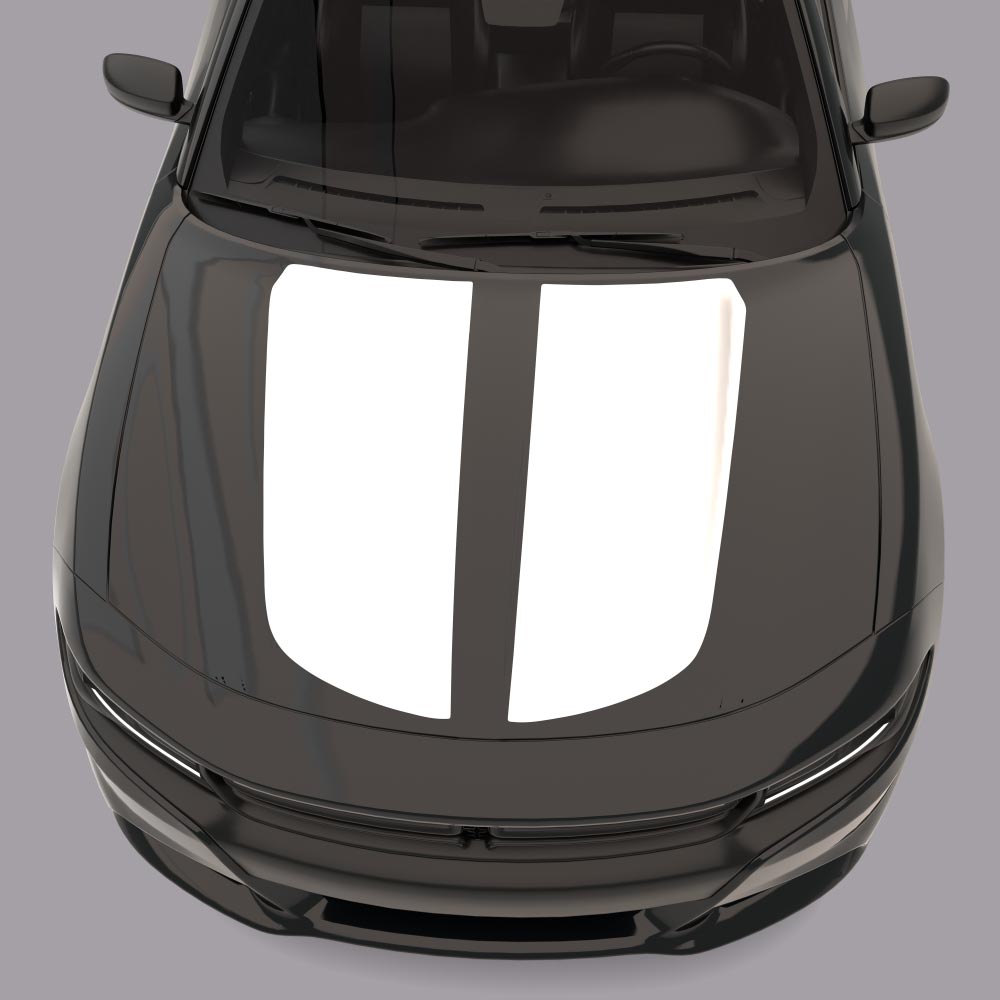 Hood Accent Stripes Vinyl Decals black car white stripes