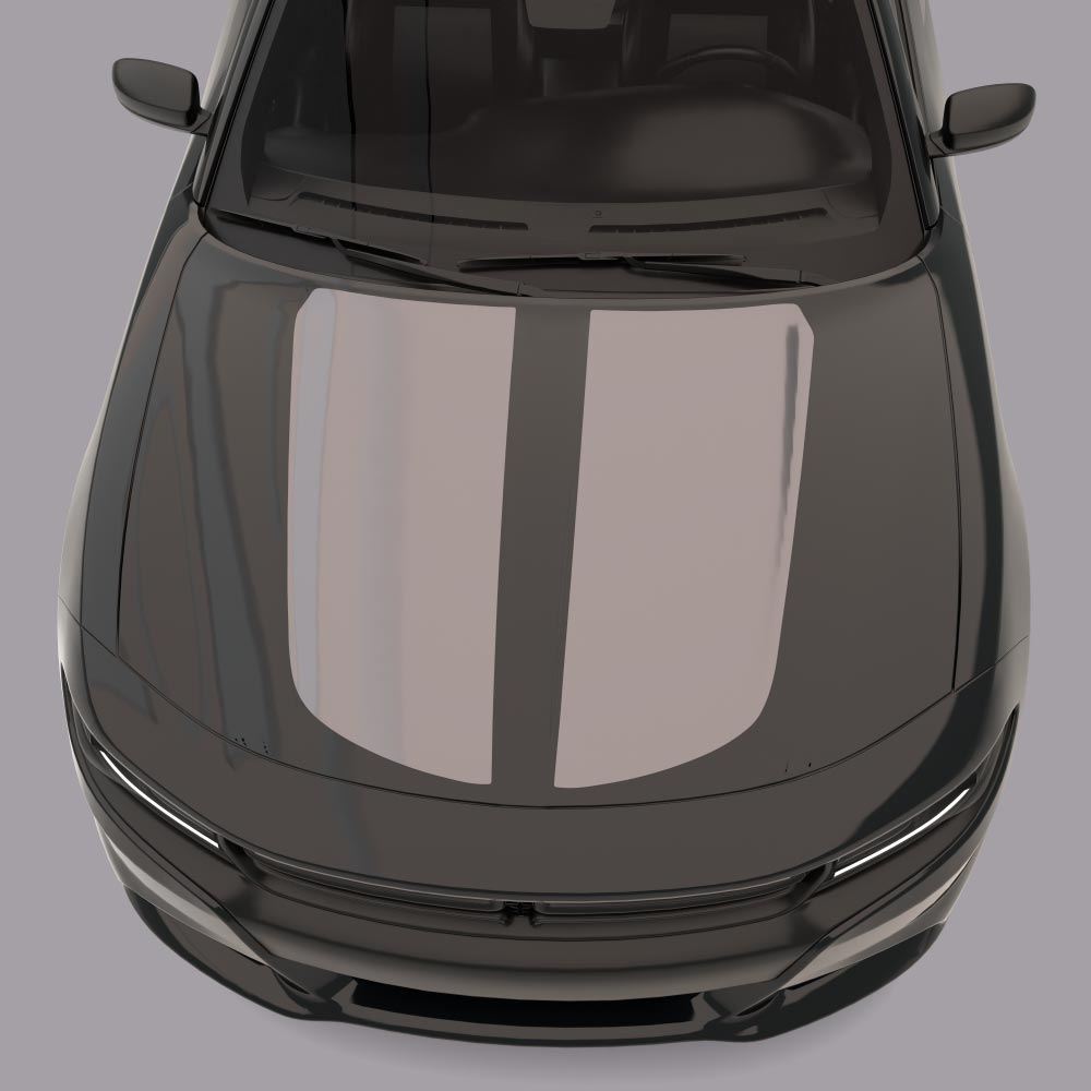 Hood Accent Stripes Vinyl Decals black car gray stripes