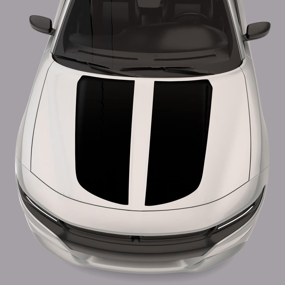 Hood Accent Stripes Vinyl Decals white car black stripes