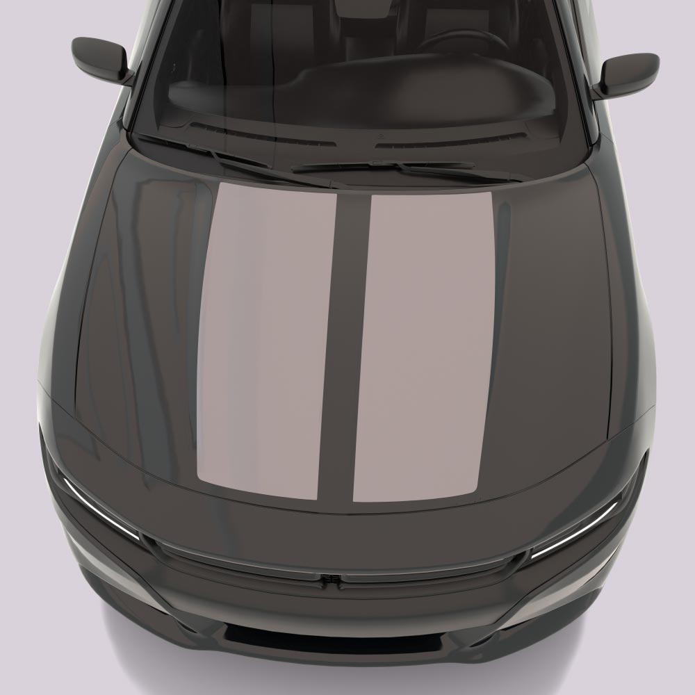 black car with gray Dual Hood Accent Stripes