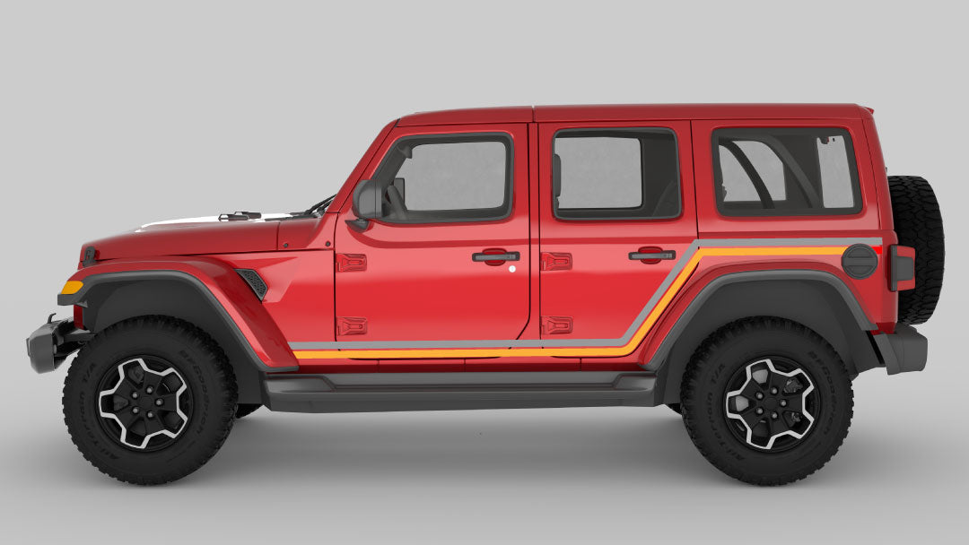 gray and yellow color Dual Side Stripes Decals Kit for Jeep Wrangler JL