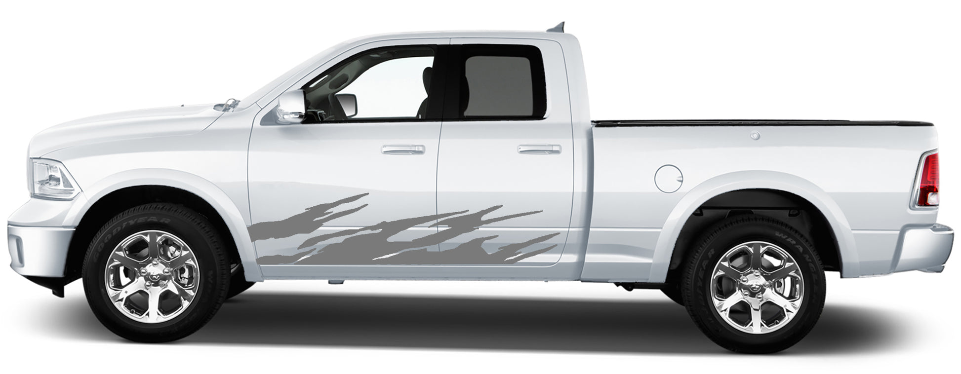 Fire flame rocker panel stripes for dodge ram 2008 to 2023 models gray