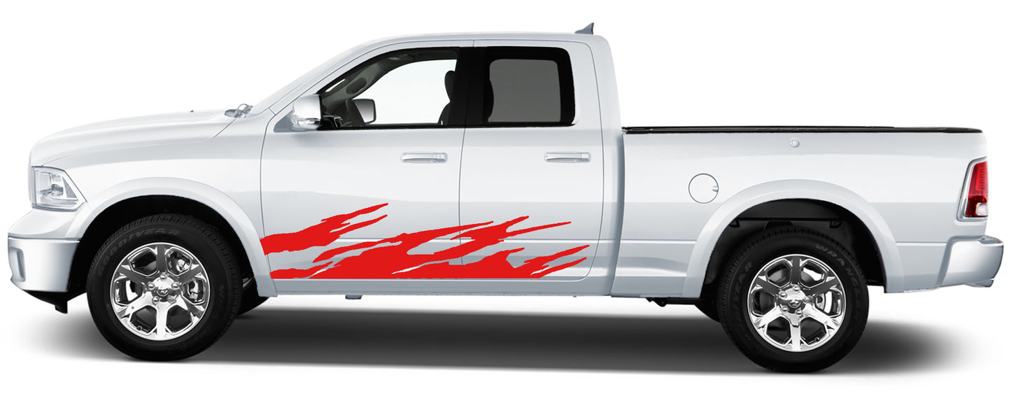 Fire flame rocker panel stripes for dodge ram 2008 to 2023 models red
