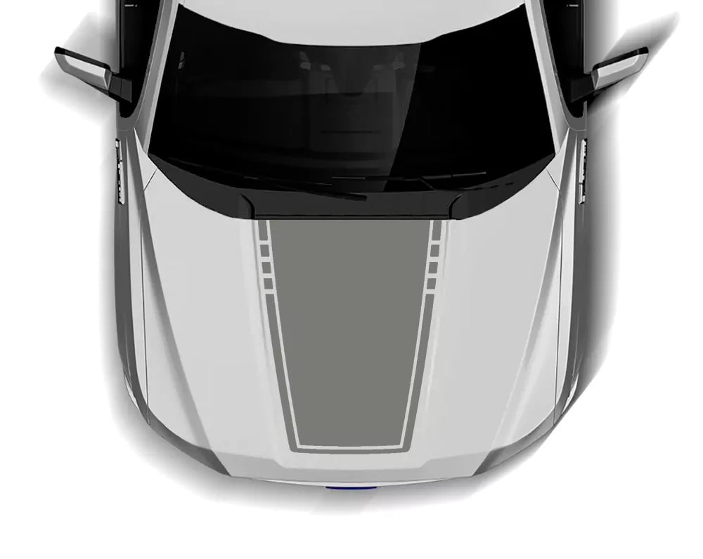 Gray center hood stripe decal applied to the hood of a 2015–2020 Ford F-150