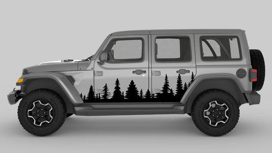 Black color Forest Trees Side Decals on Jeep Wrangler JL