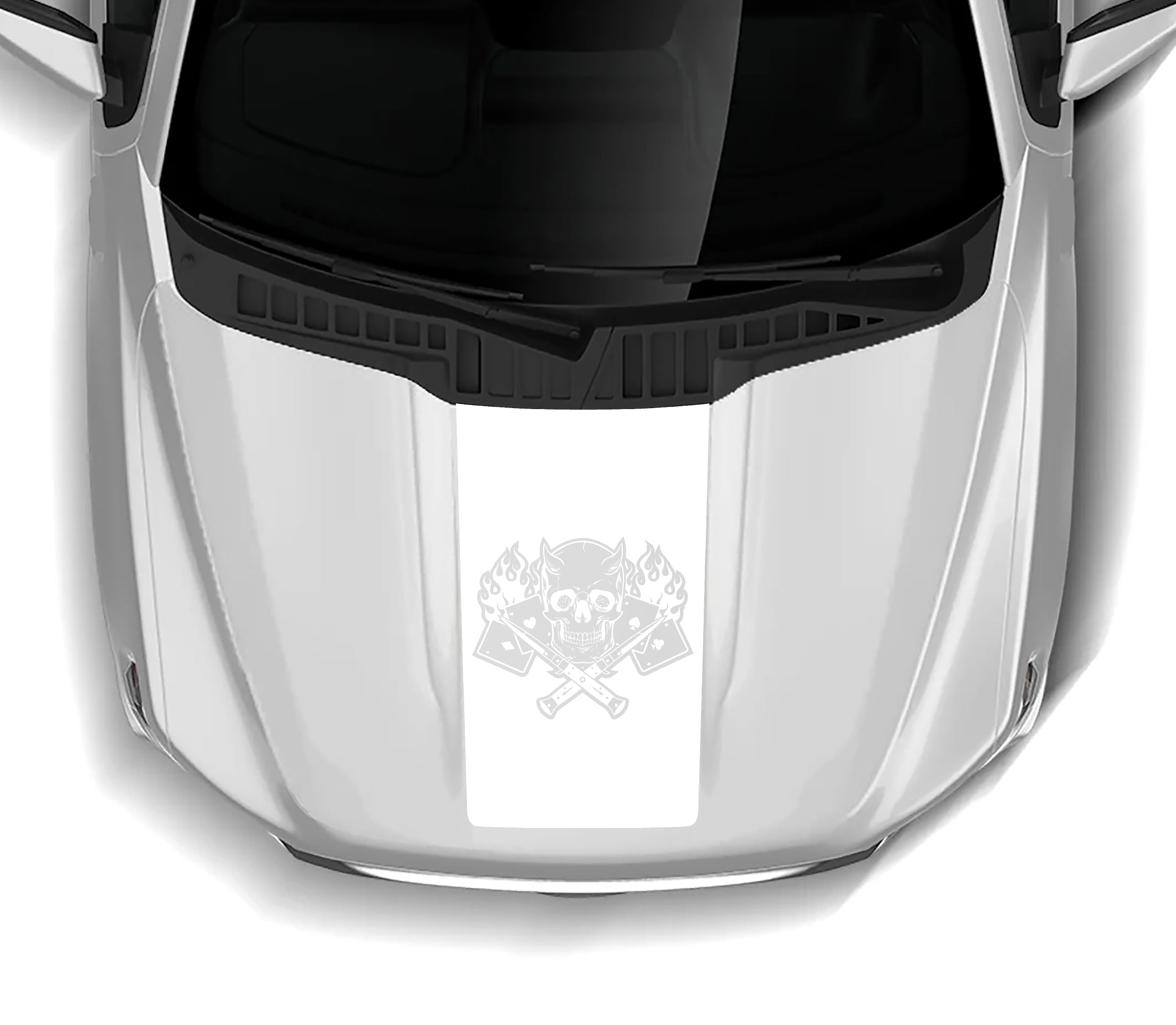 Gambler skull hood decal for ford f 150 2021-2023 models white
