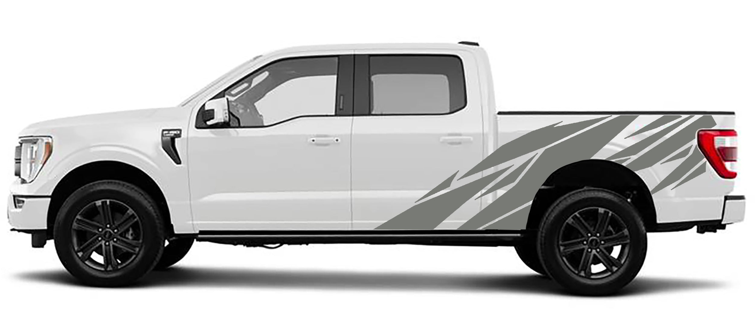 Geometric pattern side graphics for ford f 150 2021 to 2023 models gray