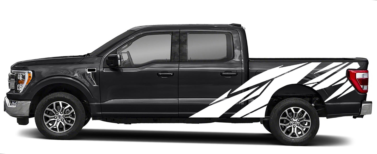 Geometric pattern side graphics for ford f 150 2021 to 2023 models white