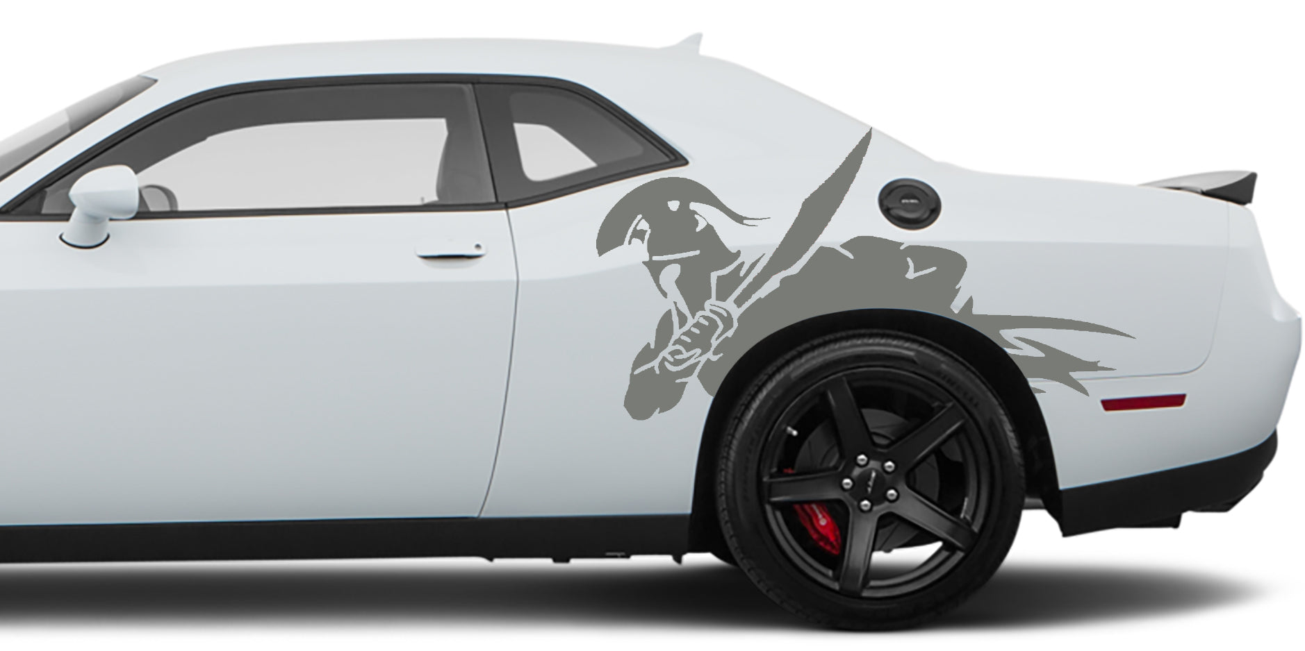 gladiator warrior side decals for dodge challenger 2008 to 2023 models gray