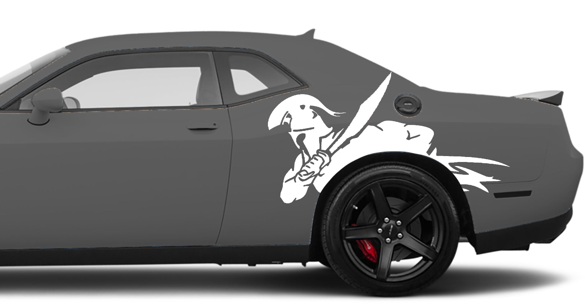 gladiator warrior side decals for dodge challenger 2008 to 2023 models white