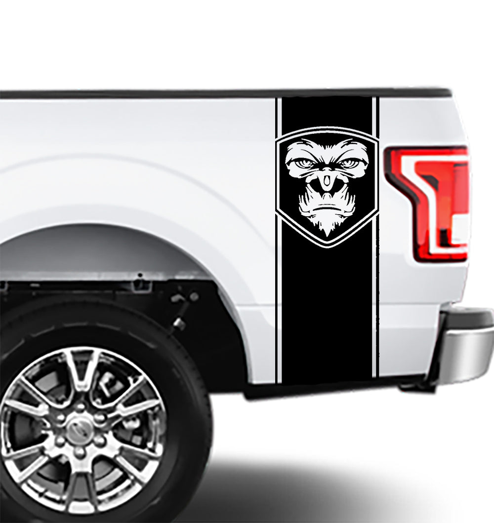 gorilla face universal truck bed decals black