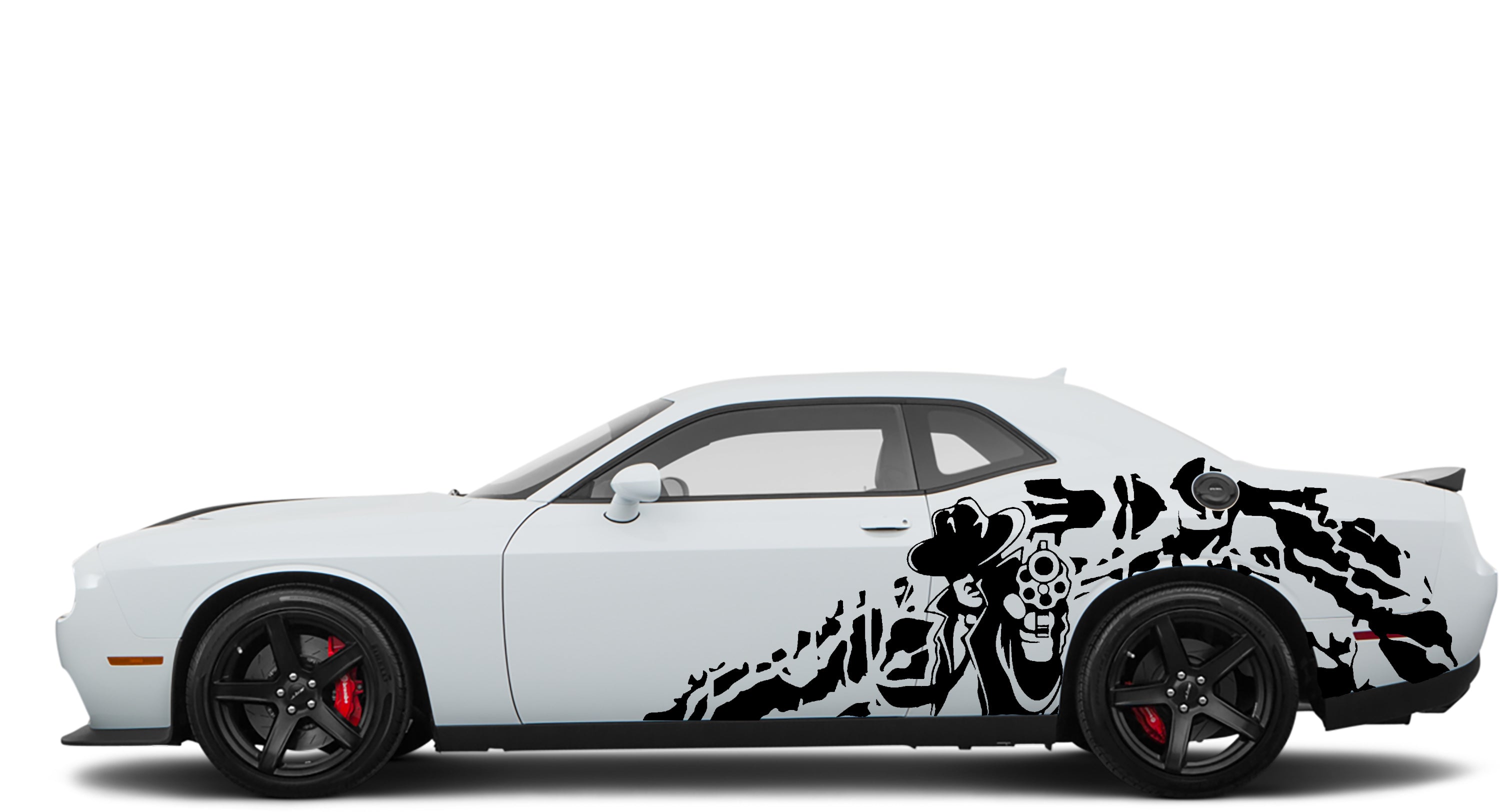 Dodge Challenger GunMan Grunge Side Decals (Pair) : Vinyl Graphics Kit Fits (2008-2023)