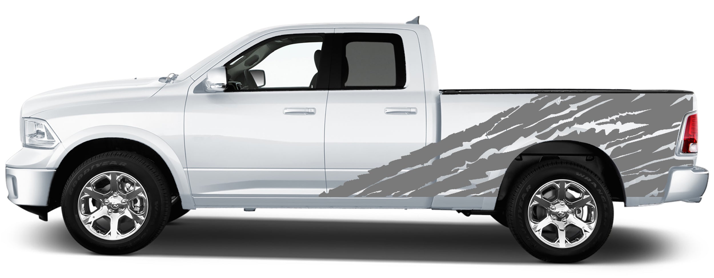half side shred side graphics for dodge ram 2008 to 2018 models gray