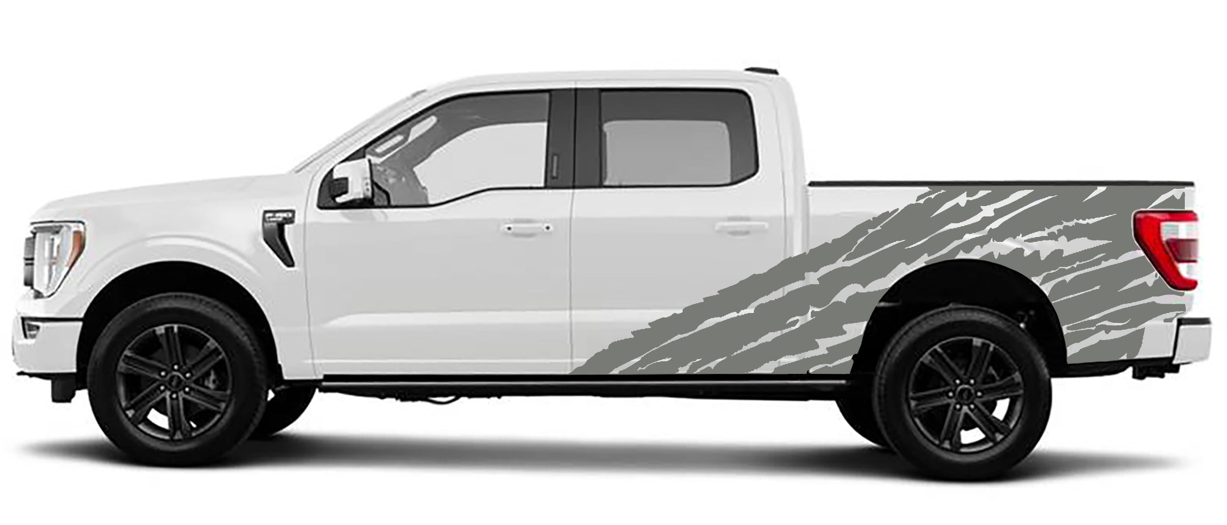 half side torn vinyl graphics for ford f 150 2021 to 2023 models gray