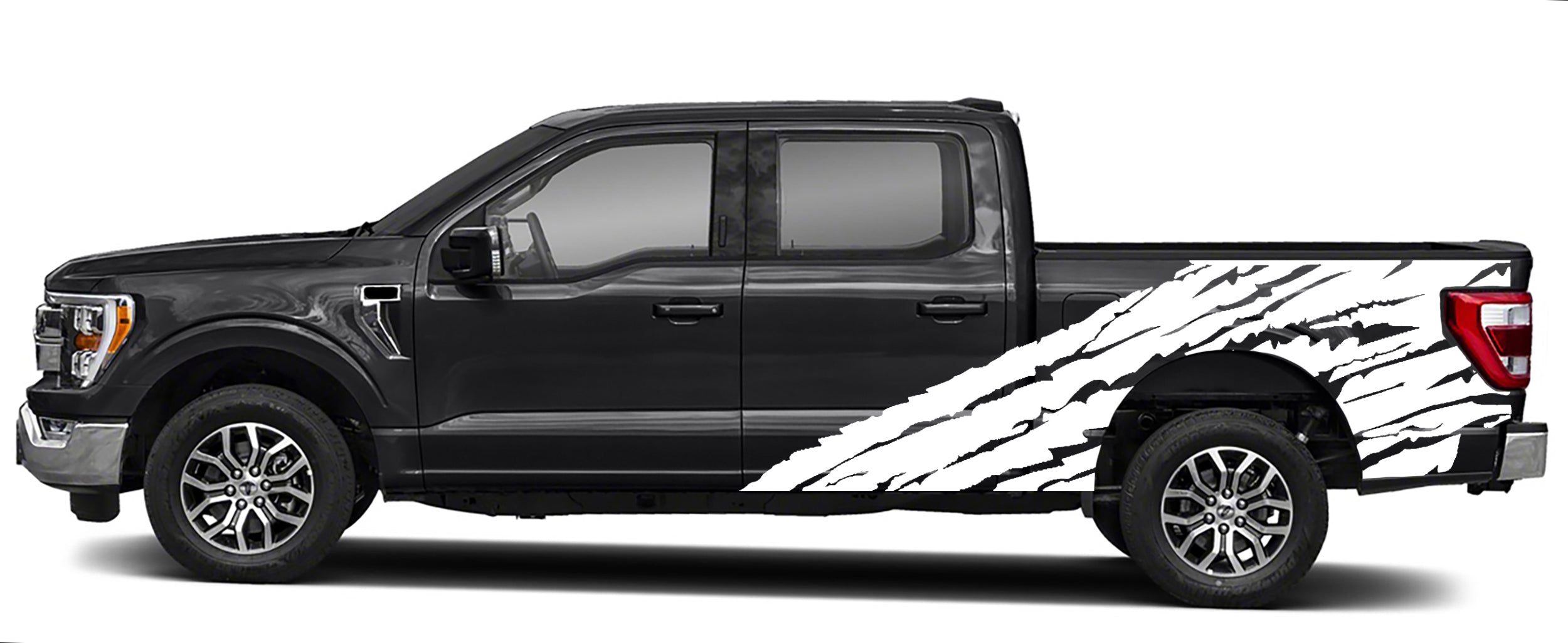 half side torn vinyl graphics for ford f 150 2021 to 2023 models white