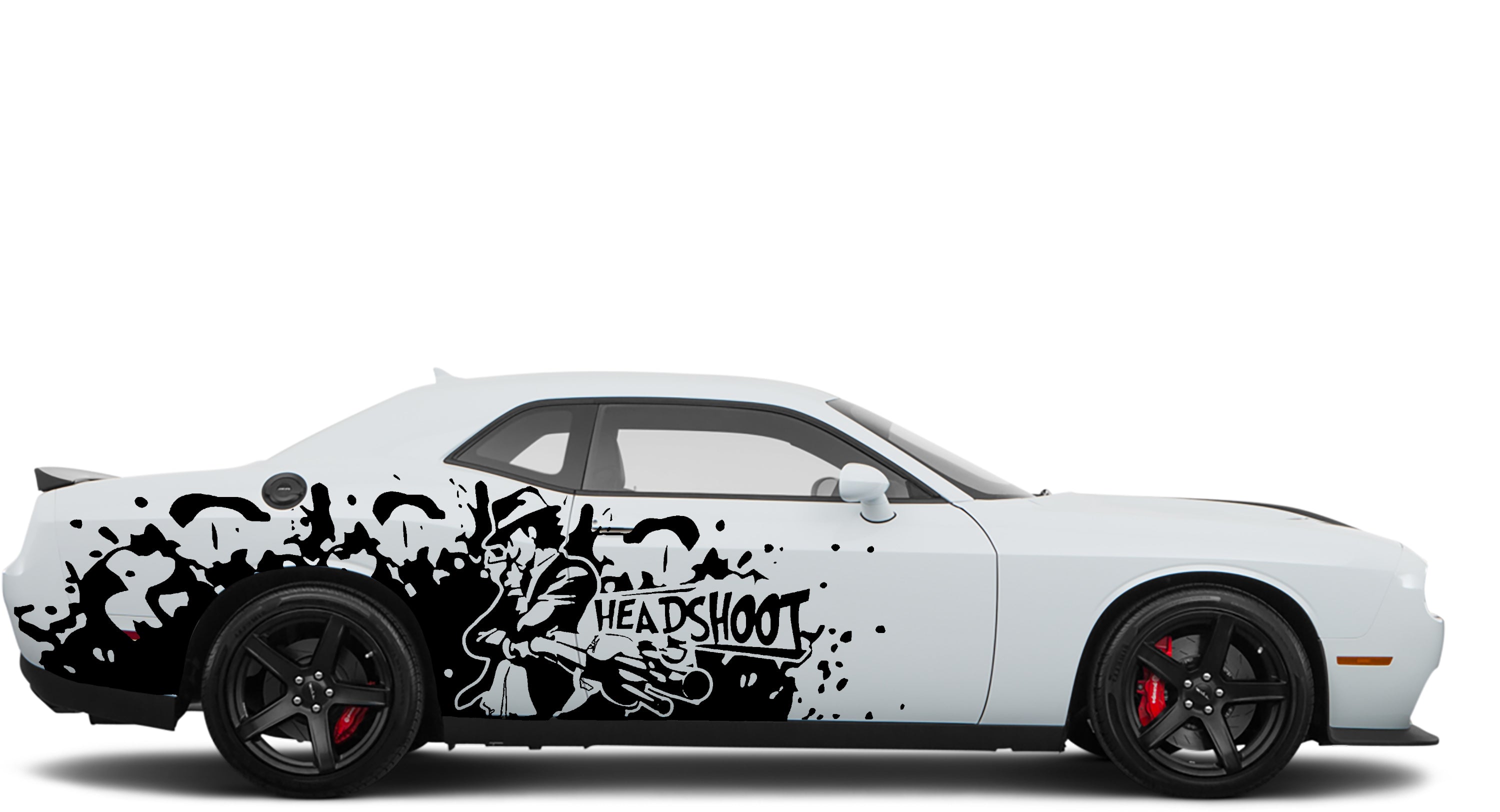 Dodge Challenger Headshot Splash Side Decals (Pair) : Vinyl Graphics Kit Fits (2008-2023)