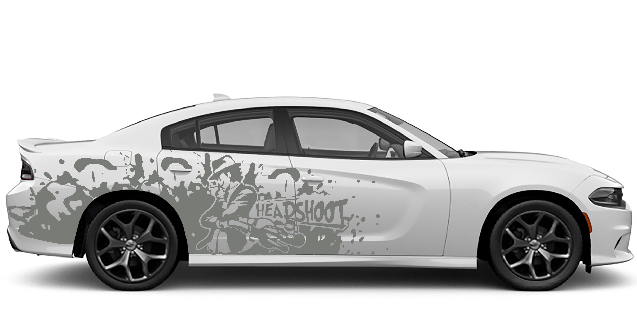 head shoot side decals for dodge charger 2015 to 2023 models gray