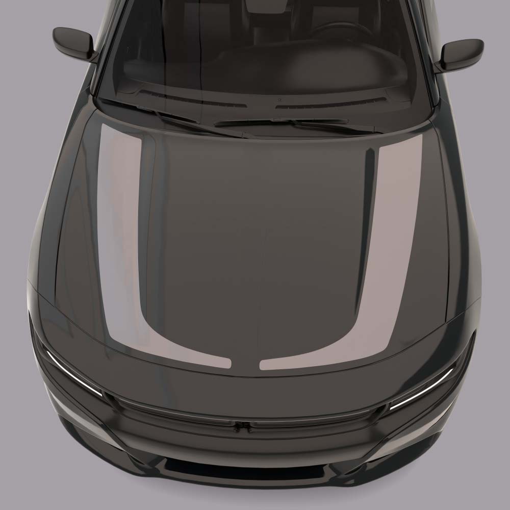 black car with gray Hockey Stick Hood Stripes