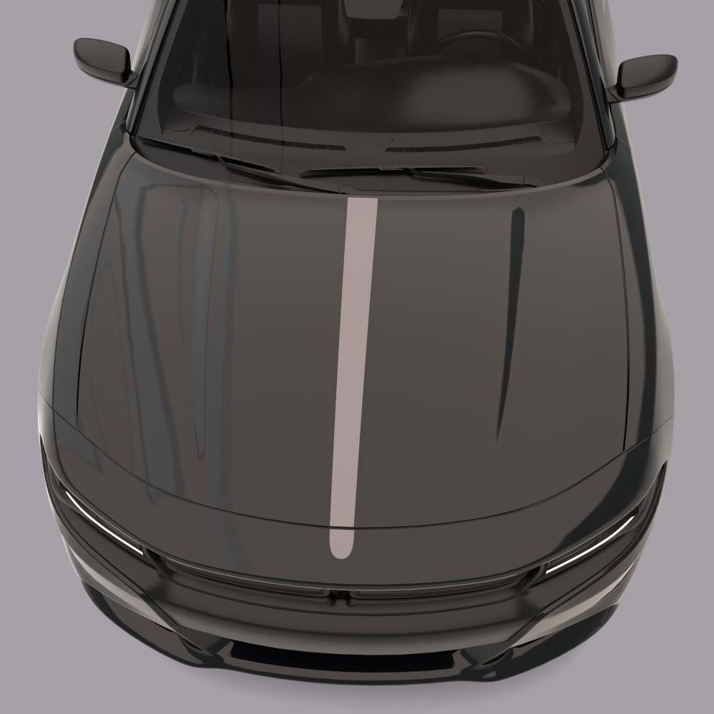 Hood Centre Accent Stripes black car with gray stripes