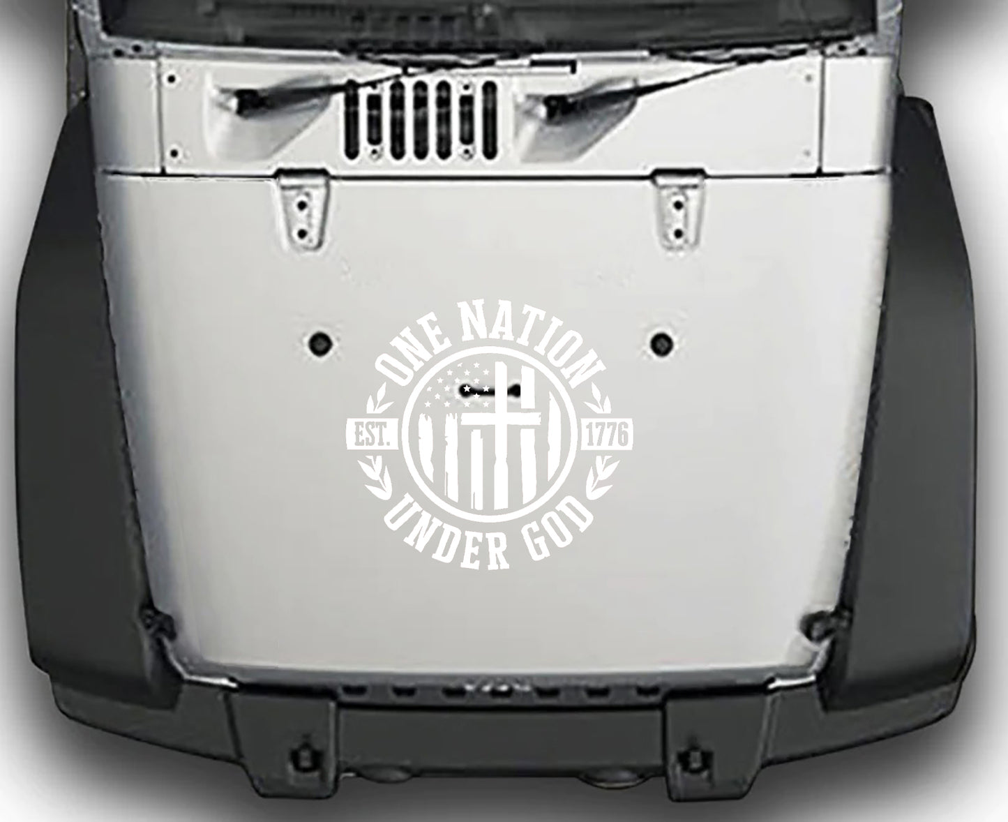 Jeep Wrangler JK One Nation Hood Decal : Vinyl Graphics Kit fits (2007-2018)